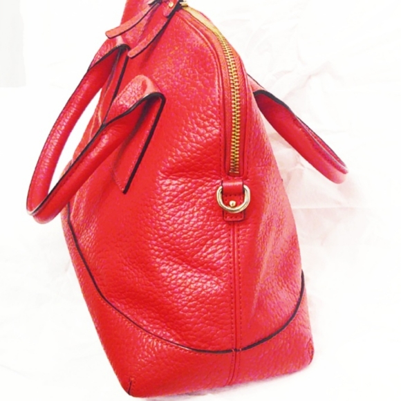 New kate spade Large Red Domed 2 Way Pebble Leather Convertible Crossbod… - Picture 10 of 16